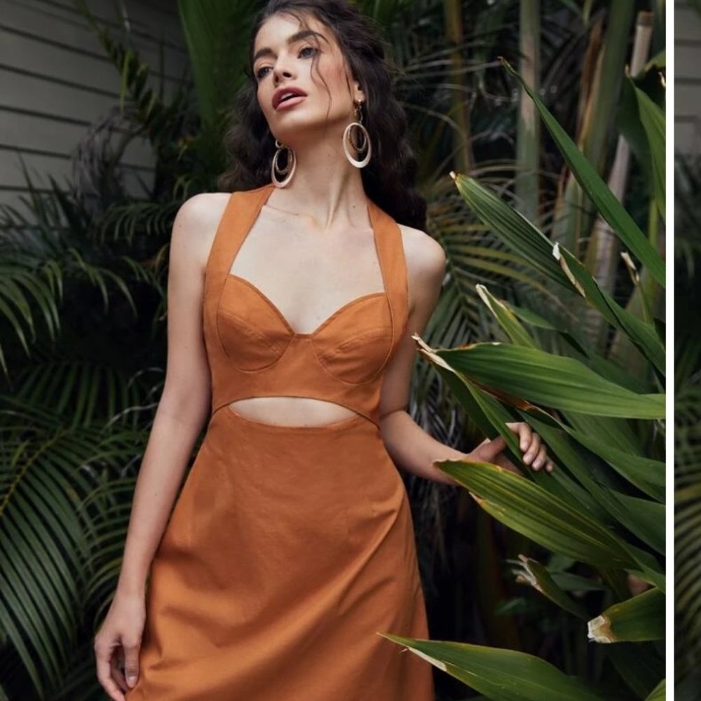 Cutout Front Bustier Halter Dress